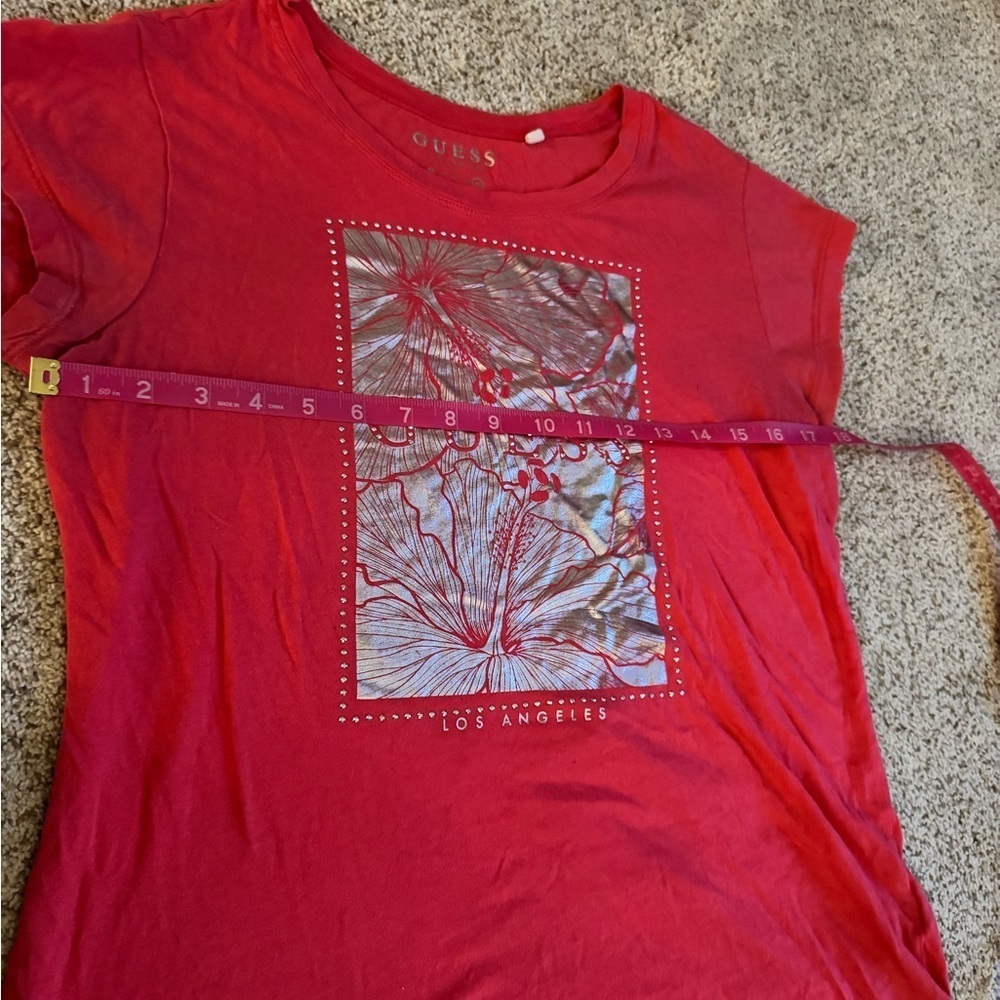 Guess Red/pink Tee with Silver Design - Picture 5 of 8